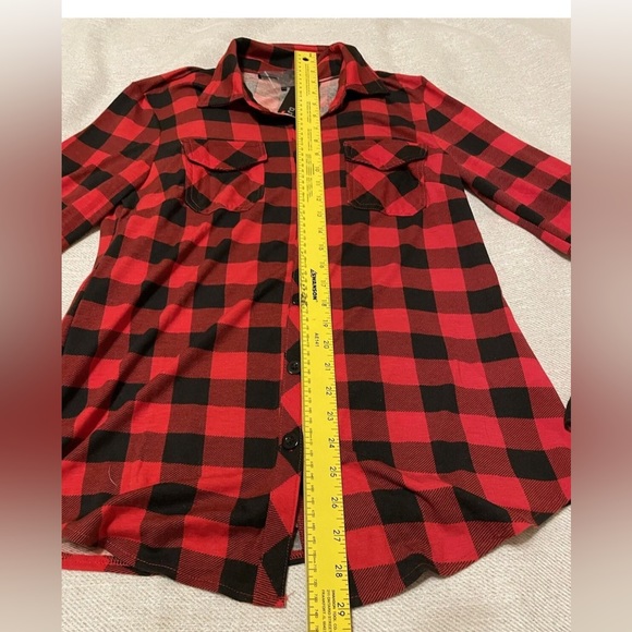 DJT Women’s Roll Up Long Sleeve Collared Button Down Plaid Shirt Medium NEW - Picture 3 of 11